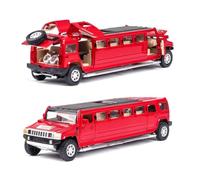 Veicoli Proporzionali Modello Lega 1 32 Per Hummer H2 Modello Auto Pressofusa Con Suono E Luce Modello Berlina Lusso Estesa Regalo Pull Back Mini Modello Di Auto(Rosso)