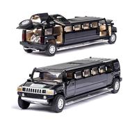 Veicoli Proporzionali Modello Lega 1 32 Per Hummer H2 Modello Auto Pressofusa Con Suono E Luce Modello Berlina Lusso Estesa Regalo Pull Back Mini Modello Di Auto(Nero)