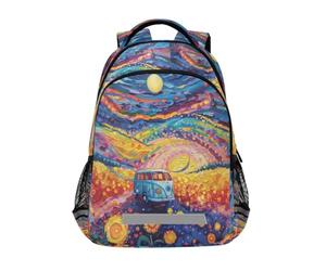 Veicolo di ingegneria The Moon The Sun Falling Petals Br Zaini per bambini Borsa scolastica Studente Zaino Bookbag per Ragazzi Ragazze Borsa Casual, Veicolo di ingegneria la luna il sole che cade
