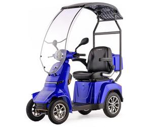 Veicolo elettrico a quattro ruote per anziani GRAVIS con parabrezza e tetto BLU