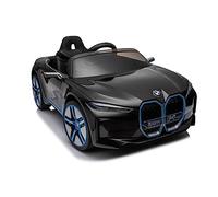Veicolo elettrico per bambini, design come BMW i4, con licenza, batteria 12V7A, 2 motori, telecomando da 2,4 GHz, MP3, sedile in pelle + Eva (nero)