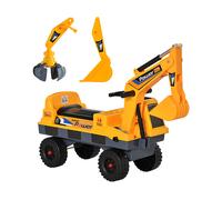 HomCom Ruspa giocattolo 2 in 1 con escavatore e mordente, cavalcabile, 2-3 anni, giallo