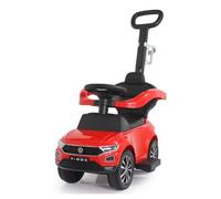 Jamara 460461 - Push-Car VW T-Roc 3in1 rosso - Antiribaltamento, Schienale, Protezione laterale, Poggiapiedi, Maniglia con funzione sterzo, Suoni, Clacson, Portabevande