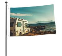 Veicolo ricreativo sulla costa del mare Bandiera da giardino 2 x 3 Ft Bandiera per esterni Bandiera Brezza Bandiera a prova di sbiadimento Bandiere per la casa Decorazione esterna interna