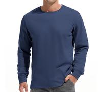 VEIISAR Maglietta da uomo a maniche lunghe a girocollo pesante, 100 cotone spesso, pre-ristretta, Manica Lunga Blu Royal, M