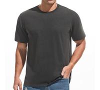 VEIISAR T-shirt da uomo pesante, girocollo, 100% cotone, 250 g/m², spessa, effetto invecchiato, da uomo, nero, 3XL
