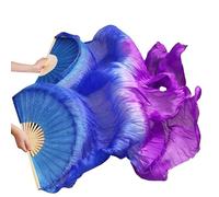Veils Fan Venti Fan Lunghi di Seta di Seta/Imitazione Verisca 1 Paio Puntelli da Ballo for la Danza del Ventre di Seta Tinti a Mano 180x90 cm (Color : Color11, Size : 120cm Imitation Silk)