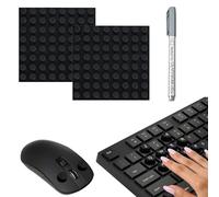 VEINARDYL - 128 adesivi rialzati per tastiera per unghie lunghe, riser adesivi per keycap con penna vernice, protezioni per tastiera in silicone per laptop, desktop, gaming, colore nero, rotondo