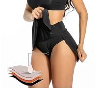 VEINTITRÉS® Gonna da nuoto mestruale per bambina estiva a 4 strati, abito da spiaggia da donna, culotte menstruelle, costume da bagno mestruale, gonna con bikini mestruazioni incorporate, Nero , L