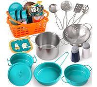 Veitch fairytales Set Pentole Giocattolo e Cucina Accessori per Bambini, Pentoline Giocattoli e Utensili Cucina per Bambina Pentolini Gioco Bambino 3 4 5 6 7 8 anni (Verde)