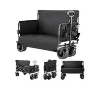 Veitoalioy Carrello da Giardino Pieghevole, Spiaggia Carrozza da campeggio, Carrello per la pesca e lo shopping dotato le ruote del serbatoio si adattano a tutti i terreni (LY008-BLACK)