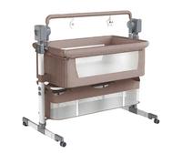 Veitoalioy Elettrica Bluetooth Intelligente Culla Neonato Next to Me, Telecomando e 5 Ingranaggi Ondeggianti, Culla Neonato Fianco Letto, Co-sleeping con Materasso, Lullaby Musica (601 Khaki)