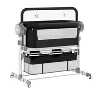 Veitoalioy Elettrica Bluetooth Intelligente Culla Neonato Next to Me, Telecomando e 5 Ingranaggi Ondeggianti, Co-sleeping con Materasso, Lullaby Musica, Culla Neonato Fianco Letto (608 Black)