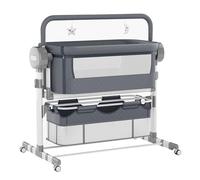 Veitoalioy Elettrica Bluetooth Intelligente Culla Neonato Next to Me, Telecomando e 5 Ingranaggi Ondeggianti, Co-sleeping con Materasso, Lullaby Musica, Culla Neonato Fianco Letto (608 Grey)