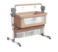 Veitoalioy Elettrica Bluetooth Intelligente Culla Neonato Next to Me, Telecomando e 5 Ingranaggi Ondeggianti, Culla Neonato Fianco Letto, Co-sleeping con Materasso, Lullaby Musica (601 Brown)