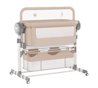 Veitoalioy Elettrica Bluetooth Intelligente Culla Neonato Next to Me, Telecomando e 5 Ingranaggi Ondeggianti, Co-sleeping con Materasso, Lullaby Musica, Culla Neonato Fianco Letto (608 Khaki)