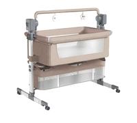 Veitoalioy Elettrica Bluetooth Intelligente Culla Neonato Next to Me, Telecomando e 5 Ingranaggi Ondeggianti, Culla Neonato Fianco Letto, Co-sleeping con Materasso, Lullaby Musica (601 Beige)