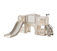 Veitoalioy Scivolo per Bambini, Scivolo per da Esterno, Centro Attività al Coperto e All'aperto Attrezzatura da Gioco Parco Giochi Giardino, Slide di Gioco Multifunzionale (XST-Grey White)