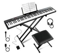 VEIYOUMO Tastiera a 88 tasti SEMI ponderata pianoforte per principianti w/stand panca, MIDI, Bluetooth, 1000 toni/ritmi, 150 demo, pedale sustain, metronomo, sincronizzazione, accordo, doppio tasto