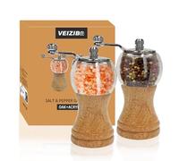 VEIZIBEE Macinapepe Manuale, Macina Pepe e Sale, 2pcs-5in Classico di Macinapepe a Mano e Macina Sale, Materiale EP Acrilico, Lame in Ceramica con Mulino Regolabile Grossolano