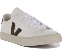 VEJA Campo Chromefree Pelle Stringate Trainer Bianco Nero Uomo UK 6 - 12