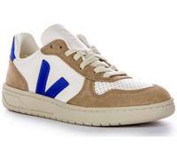 VEJA V 10 Chromefree Camoscio Sovrastrato Pelle Trainer Bianco Navy Donna UK 3 -
