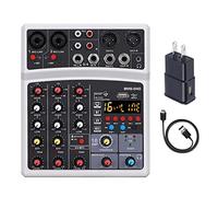 VejiA Mini Mixer Bluetooth a 4 canali Scheda audio Audio Dj 16 Effetti digitali Riduzione del rumore Display a livello di LED per Bar Canto