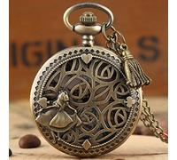 VejiA Orologi Pendenti con quadrante Rotondo e Tascabile al Quarzo Cavo a Tema Principessa Alice nel Paese delle Meraviglie in Bronzo per Ragazze con Accessorio Nappa
