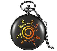 VejiA Orologio da Tasca Orologio da Tasca al Quarzo con Motivo Cinese con Stampa dell'amore Numeri Arabi Quadrante Pratica Collana con Ciondolo Flip Nero Regali per Gli Amanti