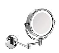 VejiA Specchi per Il Trucco da Bagno, vanità a Parete bifacciale in Ottone Illuminato ingrandimento da Barba Pieghevole con Spina Interruttore