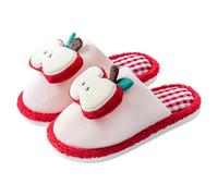 vejtmcc Pantofole con decorative da uomo, in morbido peluche retrò, da donna, comode e calde, alla moda, per interni ed esterni, calde pantofole per la casa per l'inverno, Colore: rosso, 38