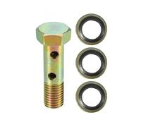 VekAuto Kit Bullone Doppio Banjo, M8x1.0 Lunghezza 32mm Filettatura Metrica Adattatore Raccordo Linea Freno Turbo Universale per Auto Metallo Resistente Tono Bronzo con Guarnizioni Spacer