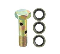 VekAuto Kit Bullone Doppio Banjo, M8x1.0 Lunghezza 32mm Filettatura Metrica Adattatore Raccordo Linea Freno Turbo Universale per Auto Metallo Resistente Tono Bronzo con Guarnizioni
