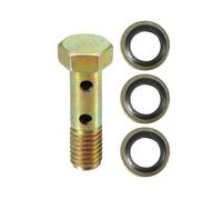 VekAuto Kit Bullone Doppio Banjo, M8x1.25 Lunghezza 32mm Filettatura Metrica Adattatore Raccordo Linea Freno Turbo Universale per Auto in Metallo Resistente Tono Bronzo con Guarnizioni