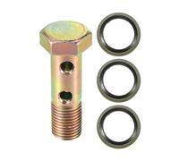 VekAuto Kit Doppio Bullone Banjo, M12x1.25 Lunghezza 45mm Filettatura Metrica Adattatore Raccordo Linea Freno Turbo Universale per Auto in Metallo Resistente Tono Bronzo con Guarnizioni