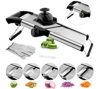 VEKAYA Affettaverdure Manuale, Mandolina per Verdure con Contenitore, Taglia Verdure Multifunzione con Lame Intercambiabili, Tagliaverdure Professionale con Separatore di Uova per Cucina (Argento)