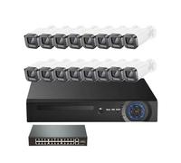 VEKELETE Kit di Sistema di Sicurezza con Telecamera IP Poe 4K 8MP con rilevamento del Volto, Visione Notturna a Colori, Sistema di videosorveglianza CCTV 32CH NVR 4MP(8+8t,16pcs 8MP Cameras)