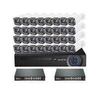 VEKELETE Kit di Sistema di Sicurezza con Telecamera IP Poe 4K 8MP con rilevamento del Volto, Visione Notturna a Colori, Sistema di videosorveglianza CCTV 32CH NVR 4MP(None,32pcs 4MP Cameras)