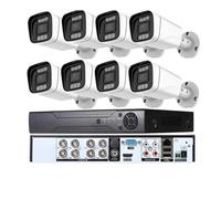 VEKELETE Kit DVR 8CH 5MP 8 Pezzi 2MP 5MP AHD Telecamera a Colori Visione Notturna AI Rilevamento volti Sistema CCTV Kit Videosorveglianza di Sicurezza for Esterni(4T,5MP_UK Plug)