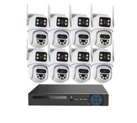 VEKELETE Poe NVR PTZ Telecamera visibile a infrarossi tracciabile HD IP Telecamera Impermeabile a Doppia Lente H.265 CCTV Kit di videosorveglianza for la Sicurezza Domestica(3T(户外运动),NVR 8PCS Camera)