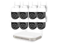 VEKELETE Telecamera di Sicurezza PTZ WiFi a Doppio Obiettivo con Zoom Digitale 8X da 8 MP, Impermeabile, Mini Sistema di videosorveglianza NVR H.265 da 8 canali(2T,8CH NVR 8PCS 8MP Cam)