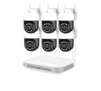 VEKELETE Telecamera di Sicurezza PTZ WiFi a Doppio Obiettivo con Zoom Digitale 8X da 8 MP, Impermeabile, Mini Sistema di videosorveglianza NVR H.265 da 8 canali(500g,8CH NVR 6PCS 8MP Cam)