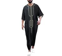 Vekewsap Abiti musulmani Uomo Abbigliamento da preghiera Afghano Arabi Abbigliamento Uomo Tunica Abaya Abiti Musulmani Per Gli Uomini Musulmani Vestiti Islamici Thobe Marocchino, Nero , 3XL