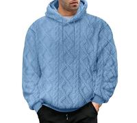 Vekewsap Felpa con cappuccio da uomo, in pile, tinta unita, con cappuccio, motivo a treccia, per autunno e inverno, Blu, S