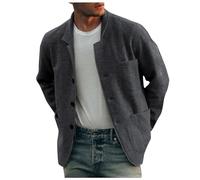 Vekewsap Giacca invernale da aviatore, monopetto, giacca per le mezze stagioni, con bottoni, per il tempo libero, sportiva, per l'autunno, da baseball, da uomo, grigio., XL