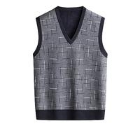 Vekewsap Gilet da uomo a maglia Gilets, gilet da golf, maglione, maglione in pile Argyle, gilet invernale con scollo a V, maglione in lana, Colore: rosso, L