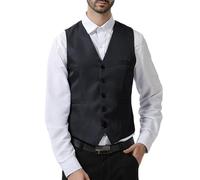 Vekewsap Gilet da uomo con scollo a V, senza maniche, blazer, per il tempo libero, per cameriere, per attività all'aperto, per smoking feste, vintage, per matrimoni, Nero , XL