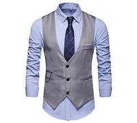 Vekewsap Gilet da uomo oversize, classico, da lavoro, alla moda, sportivo, elegante, alla moda, per il tempo libero, grigio., XL