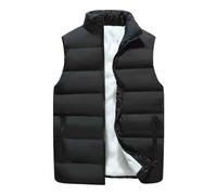 Vekewsap Gilet leggero trapuntato, da uomo, senza maniche, funzionale, per attività all'aperto, da golf, con imbottitura termica, in pile, in tinta unita, leggero, Nero , 3XL