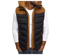 Vekewsap Gilet trapuntato da uomo, caldo, con cappuccio, per la transizione, funzionale, senza maniche, casual, per le mezze stagioni, bicolore, Nero , S